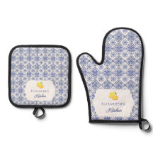 Italian Lemon Blue Tile Personalised Mediterranean