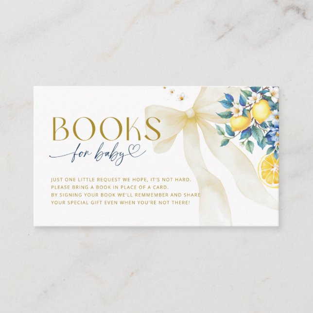 Italian Lemon Blue Tile Sweetie Books for Baby Enclosure Card (Front)