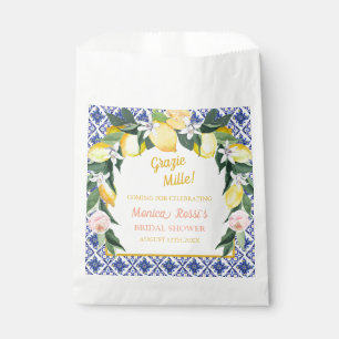 Italian Lemon Blue Tiles Grazie Mille Bridal Showe Favour Bags