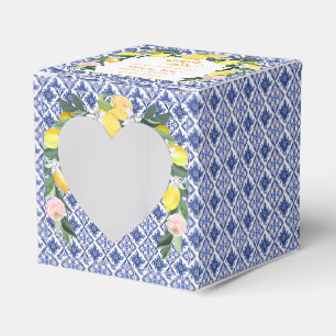 Italian Lemon Blue Tiles Grazie Mille Bridal Showe Favour Box