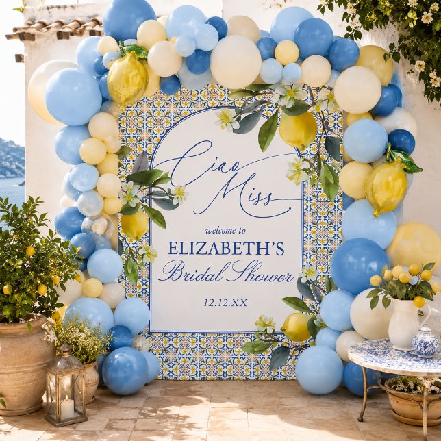 Italian Lemon Bridal Shower Backdrop Tapestry (Italian Lemon Bridal Shower Backdrop)