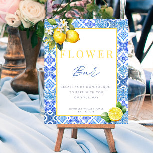 Italian Lemon Bridal Shower Flower Bar Sign Poster