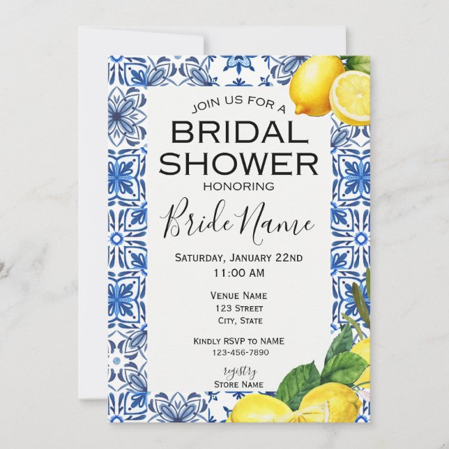 Italian Lemon Bridal Shower Invitation (Front)
