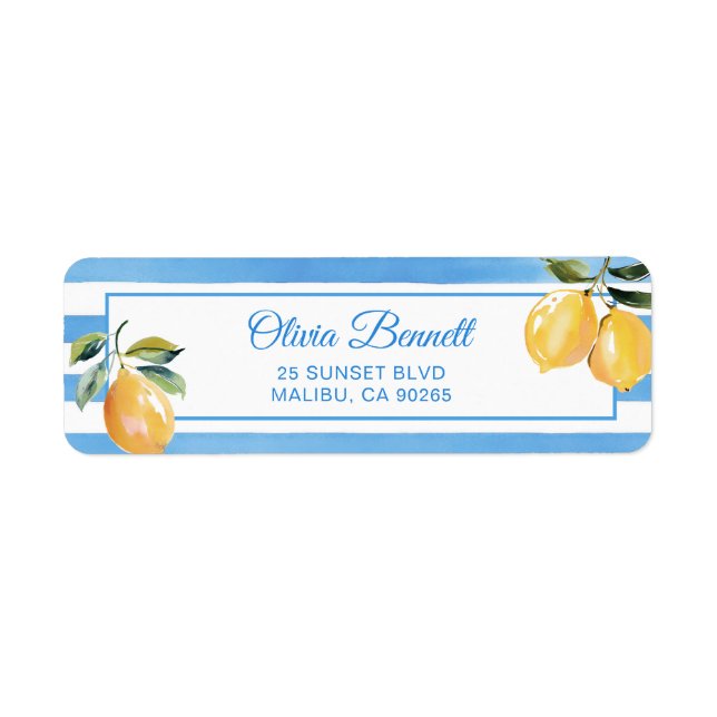 Italian Lemon Bridal Shower Return Address Label (Front)