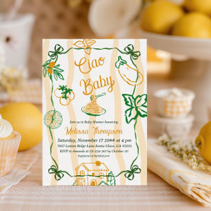 Italian Lemon Ciao Baby Pasta & Pizza Baby Shower Invitation