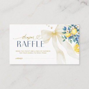 Italian Lemon Citrus Blue Tile Diaper Raffle  Enclosure Card