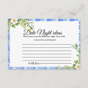 Italian Lemon Date Night Ideas Bridal Shower Enclosure Card