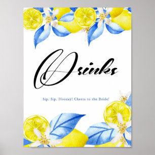 Italian Lemon Floral Bridal Shower Gifts Poster