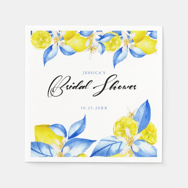 Italian Lemon Floral Bridal Shower invite Napkin (Front)
