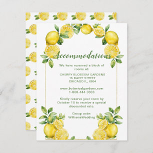 Italian Lemon Frame Wedding Accommodations Enclosure Card