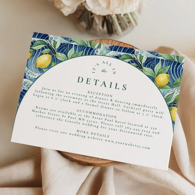 Italian Lemon Garden Wedding Enclosure Card (Creator Uploaded)
