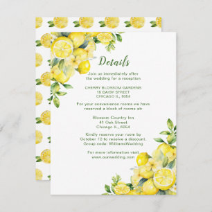 Italian Lemon Greenery Frame Wedding Details  Enclosure Card