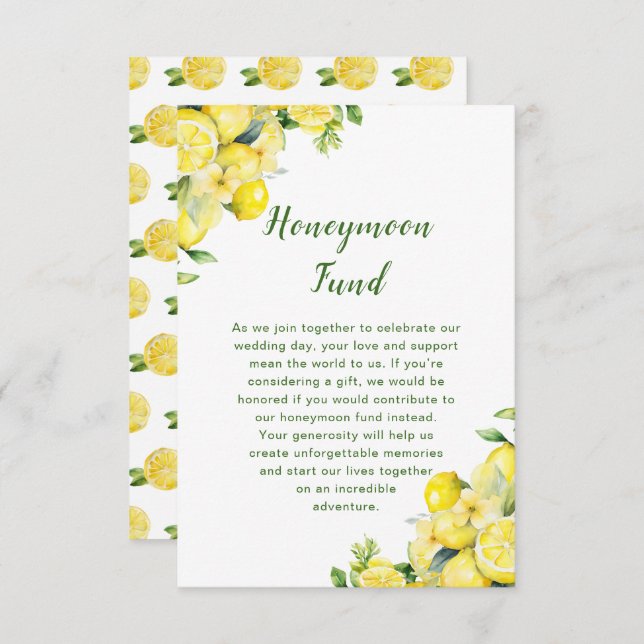 Italian Lemon Greenery Frame Wedding Enclosure Card (Front/Back)
