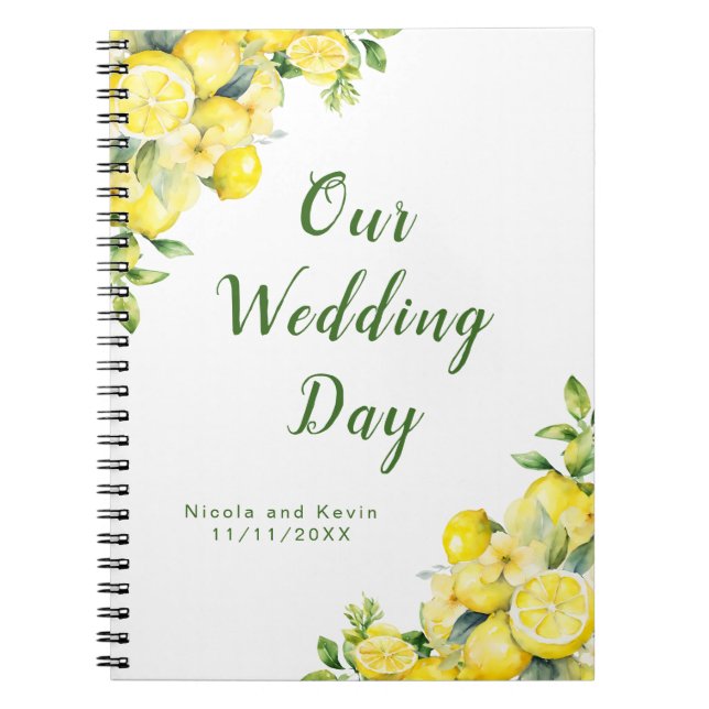 Italian Lemon Greenery Frame Wedding Planner Notebook (Front)