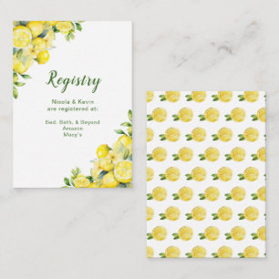 Italian Lemon Greenery Frame Wedding Registry Enclosure Card