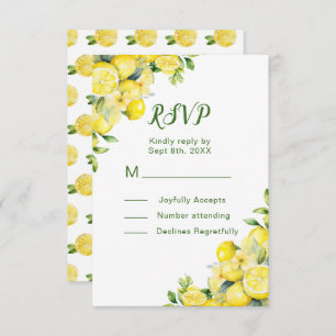 Italian Lemon Greenery Frame Wedding RSVP Card