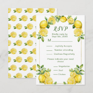 Italian Lemon Greenery Frame Wedding RSVP Card