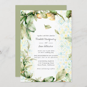 Italian Lemon Grove   Boho Botanical Wedding Invitation