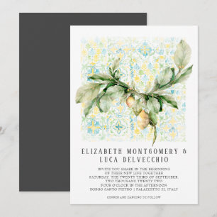 Italian Lemon Grove   Boho Botanical Wedding Invitation