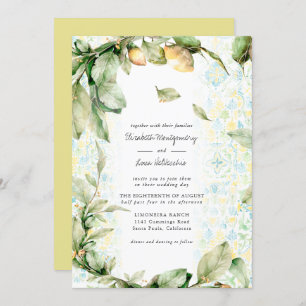 Italian Lemon Grove   Boho Botanical Wedding Invitation