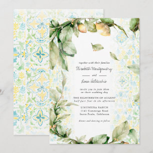 Italian Lemon Grove Boho Botanical Wedding Invitation