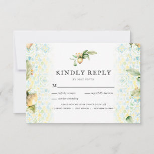 Italian Lemon Grove Boho Wedding RSVP w/Meal Card