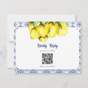 Italian Lemon La Dolce Vita Wedding RSVP QR Online Card
