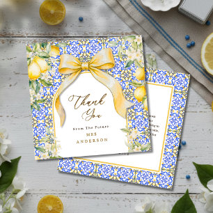 Italian Lemon Mediterranean Tile Elegant Coquette Thank You Card