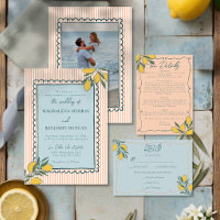 Italian Lemon Peach Stripe Blue Coastal Wedding