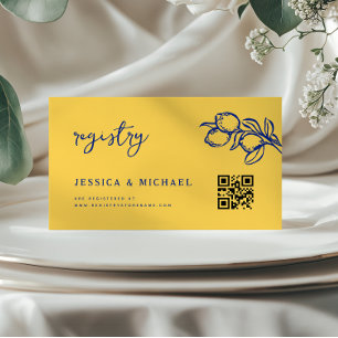 Italian Lemon QR Code Bridal Shower Registry Enclosure Card