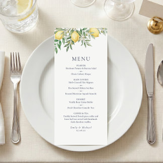 Italian Lemon Summer Wedding Menu Flat
