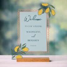 Italian Lemon Teal Blue Peach Coastal Wedding