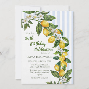 Italian Lemon Watercolor 30th Birthday Celebration Invitation
