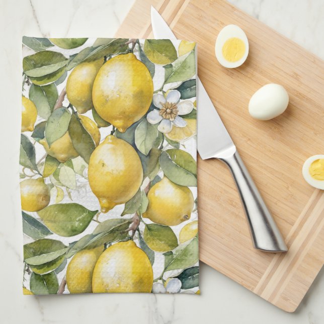 Italian Lemons Amalfi Coast Tea Towel (Quarter Fold)