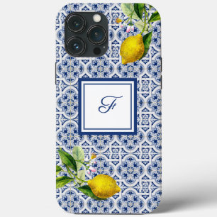 Italian lemons blue white tiles iPhone / iPad case