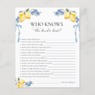 Italian Lemons Bows Who Knows the Bride Best Game