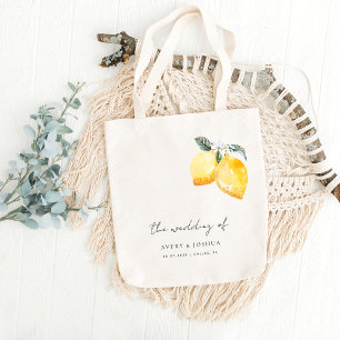 Italian Lemons & Script Amalfi Coast Wedding Favou Tote Bag