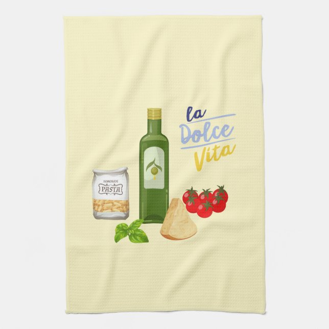 Italian Life Market Tea Towel (Vertical)
