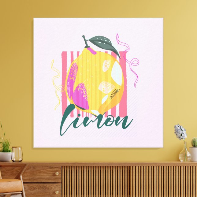 Italian Limon Lemon Pink Canvas Print (Insitu(LivingRoom))