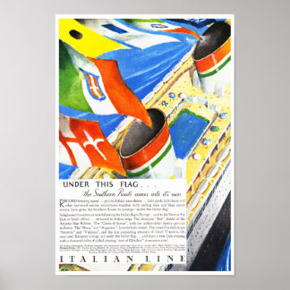 Italian Line ~ Under This Flag Poster