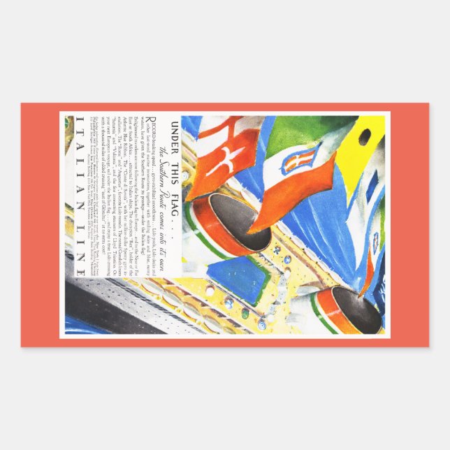 Italian Line ~ Under This Flag Rectangular Sticker (Front)