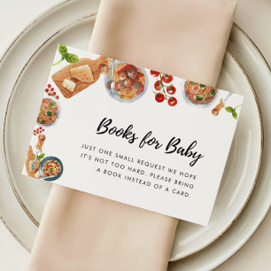 Italian Little Meatball Baby Shower Books for Baby Enclosure Card