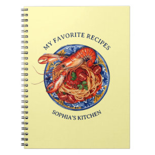 Italian Lobster Pasta Personalised Recipe Journal, Notebook