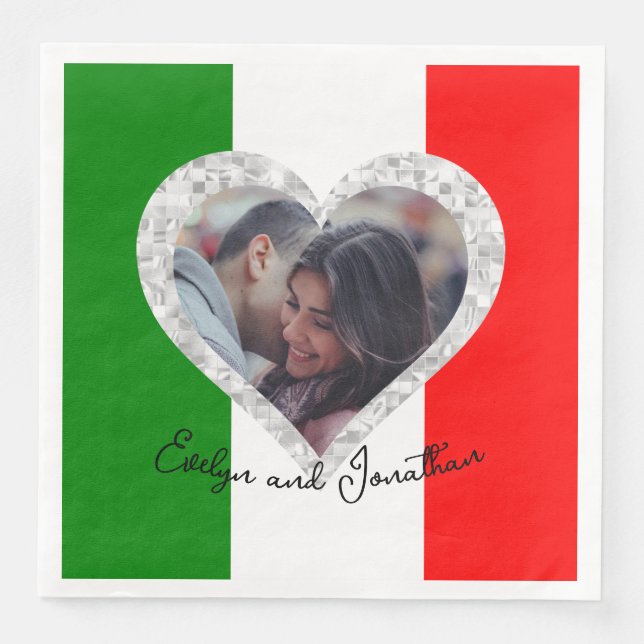 Italian Love Flag of Italy Heart Napkin (Front)