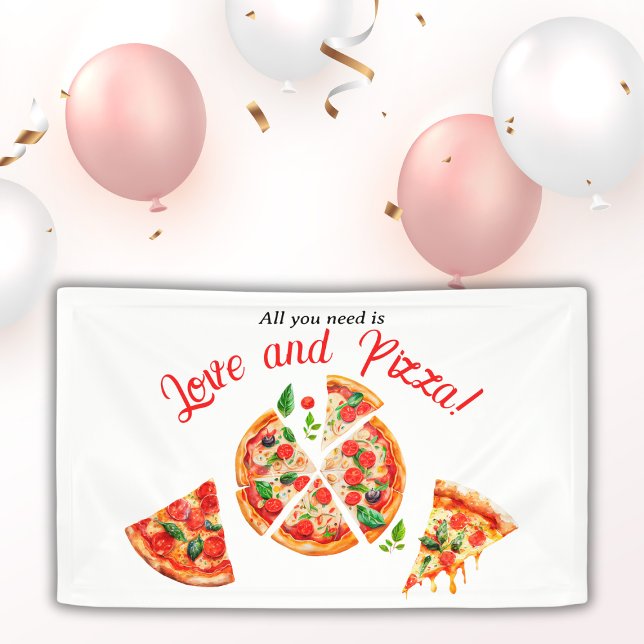 Italian Love & Pizza Party Slice Bridal Shower Banner (Creator Uploaded)