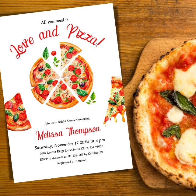 Italian Love & Pizza Party Slice Bridal Shower Invitation (Creator Uploaded)