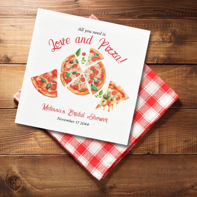 Italian Love & Pizza Party Slice Bridal Shower Napkin (Creator Uploaded)