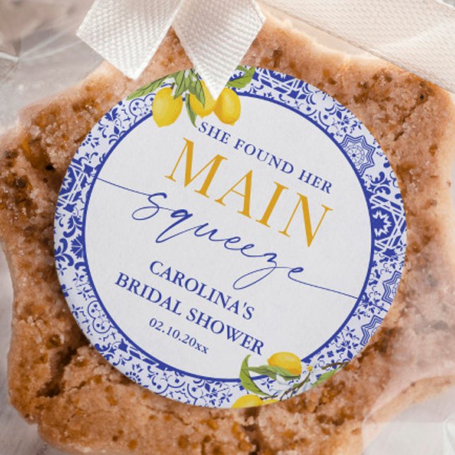 Italian Main Squeeze Bridal Shower Lemon  Classic Round Sticker (Creator Uploaded)