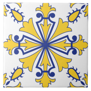 Italian Maiolica Blue Yellow Mediterranean Tile