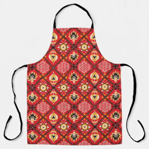 Italian Majolica: Embroidered Floral Tile. Apron